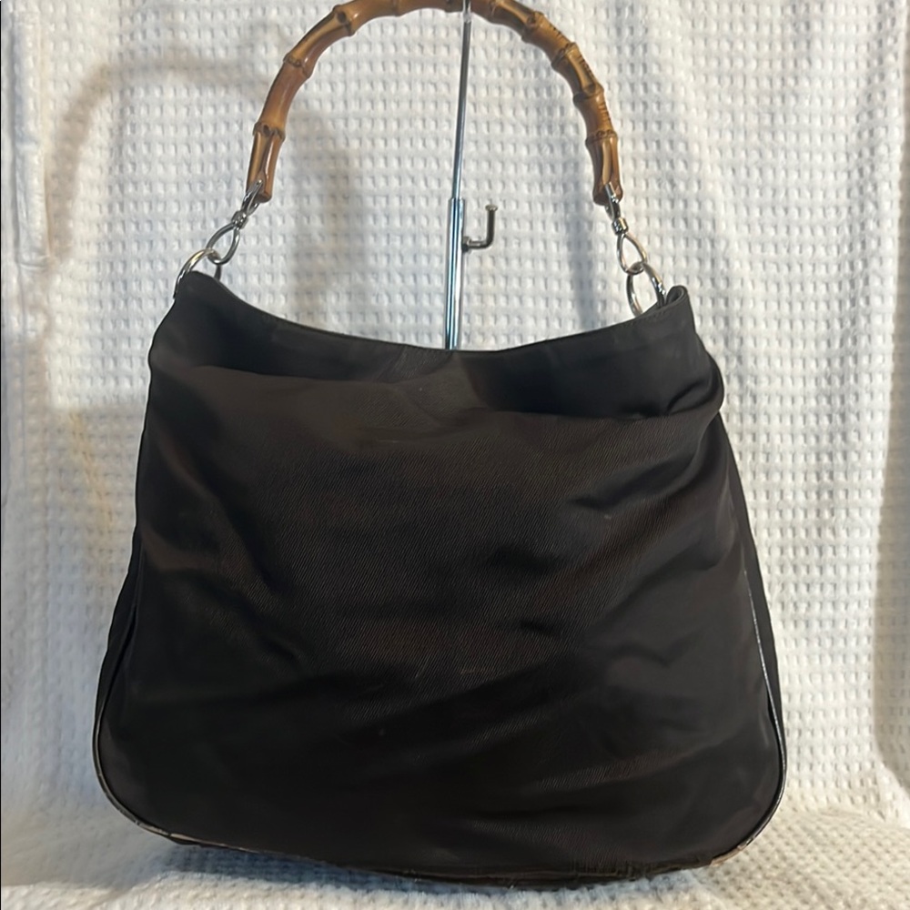 Gucci bamboo black nylon tote/hand bag - Picture 2 of 14